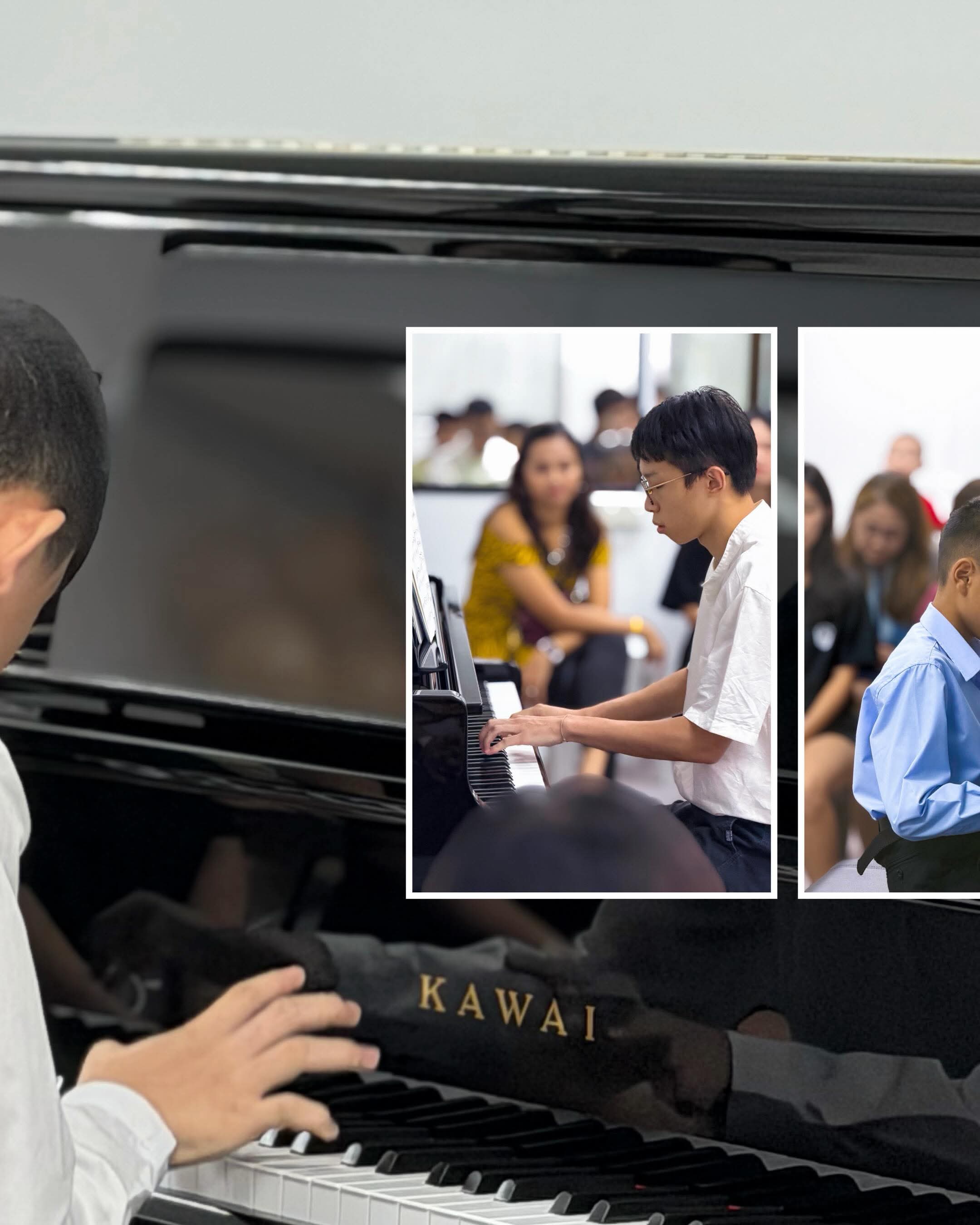 Students performing at the piano recital