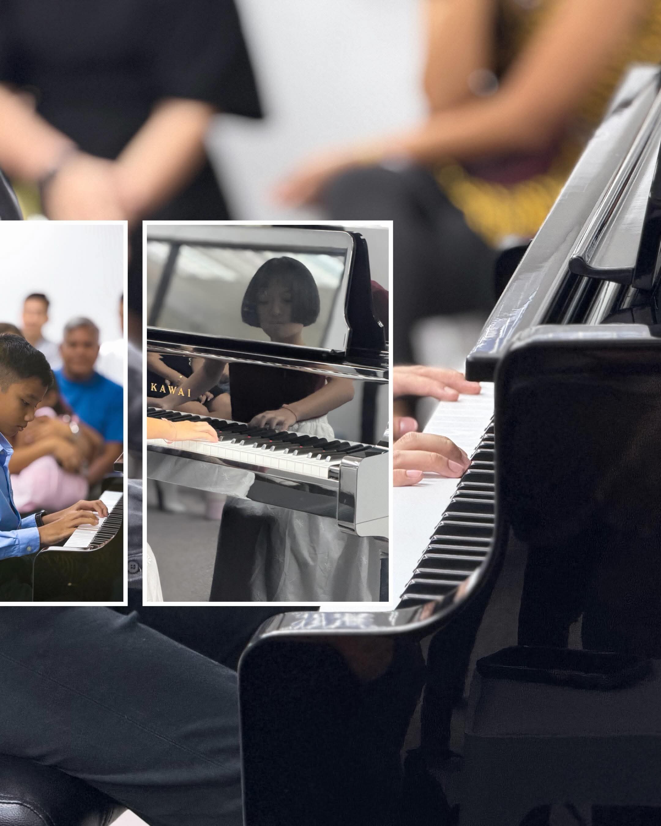 Piano students performing at the recital