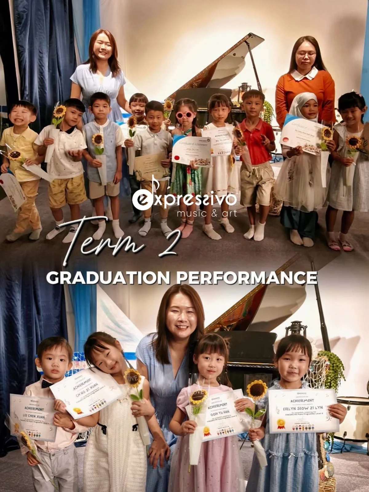 FingerGYM and Encore Junior 1 graduates receiving certificates with their teacher