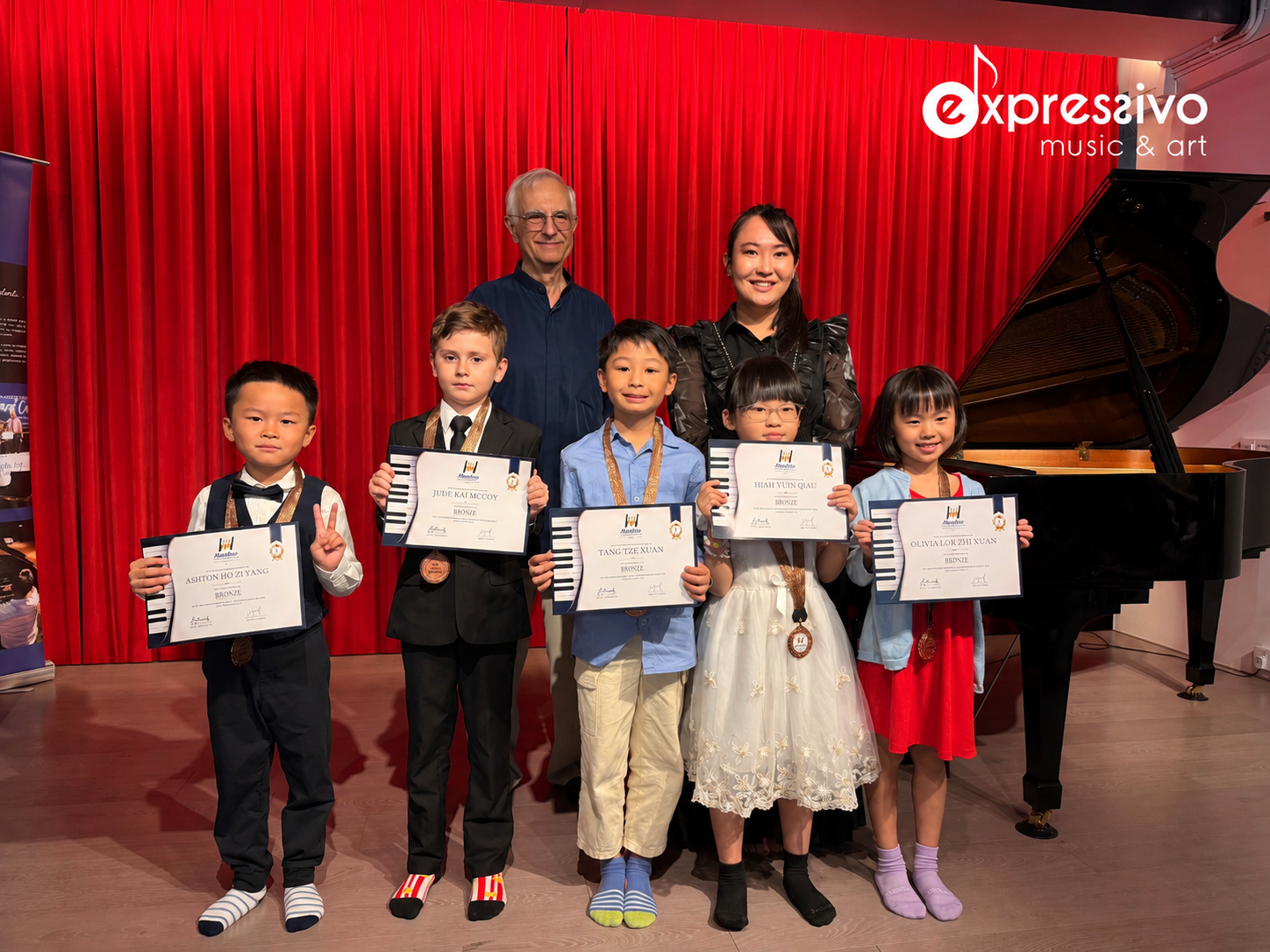 Young Maestoso competition awardees with certificates and medals